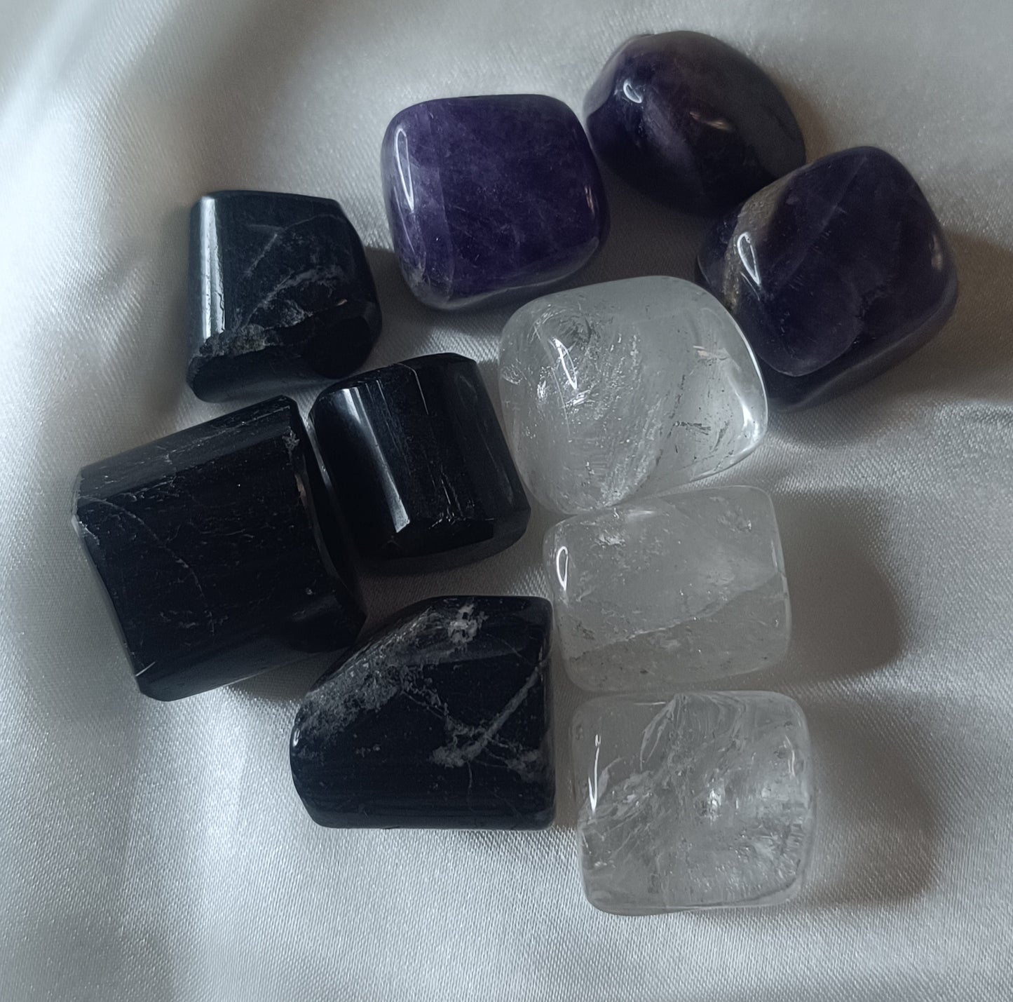 ๐๐ค๐ค Divine Protection Crystal Trio (Amethyst + Clear Quartz + Black Tourmaline Tumbles โ 100 g Pack)