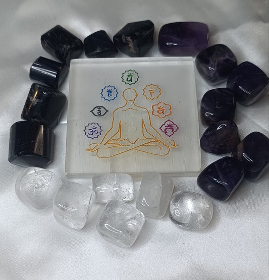 🕊️ Selenite Charging Plate – Chakra Alignment Edition